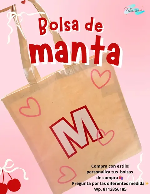 Bolsa de manta con inicial y corazones