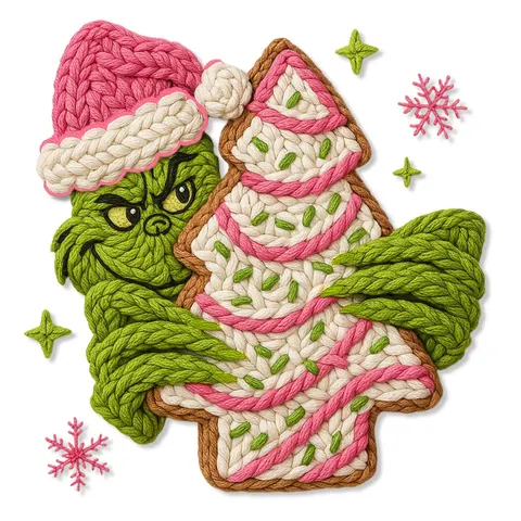Diseño DTF del Grinch con árbol de galleta