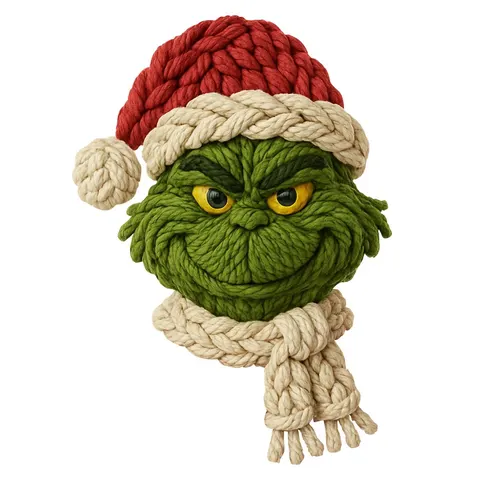 Diseño DTF del Grinch en estilo tejido