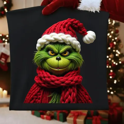 Estampado del Grinch con bufanda tejida