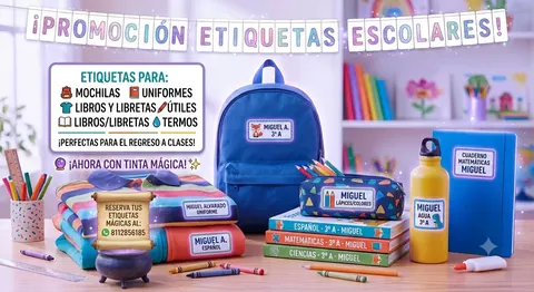 Etiquetas para mochilas, libretas, útiles y termos