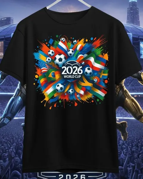 Playera negra 2026 con explosión de colores