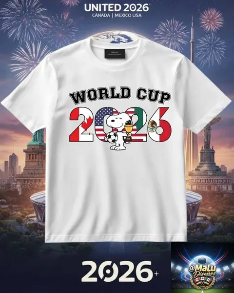 Playera blanca «World Cup 2026» con Snoopy