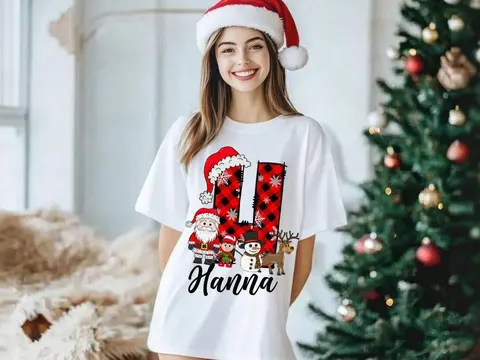 Playera navideña con el nombre Hanna