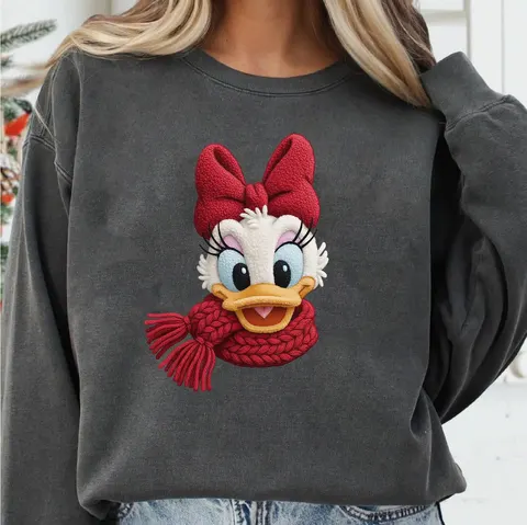 Sudadera gris con Daisy navideña