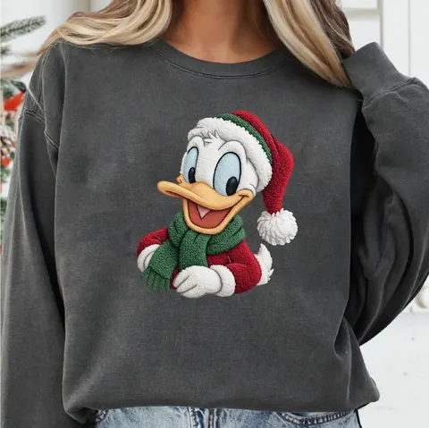 Sudadera gris con Donald navideño