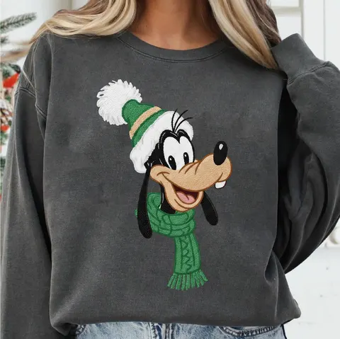 Sudadera gris con Goofy navideño