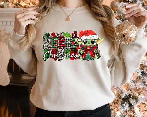 Sudadera «Merry Christmas» con Baby Yoda