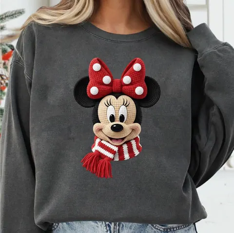 Sudadera gris con Minnie navideña