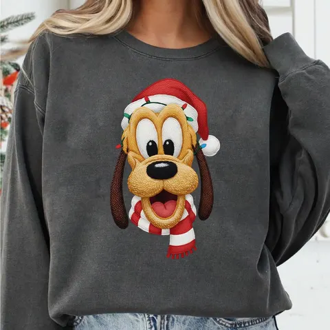 Sudadera gris con Pluto navideño