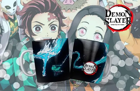 Tazas negras de Demon Slayer