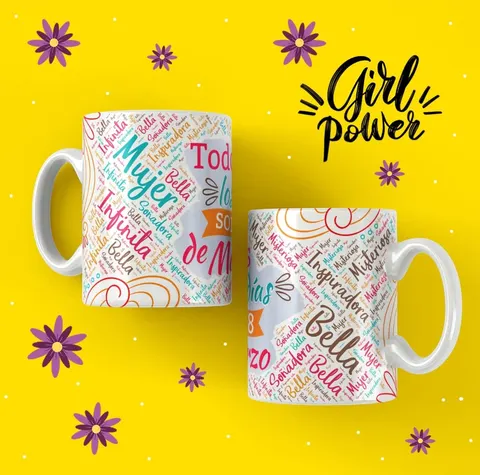 Tazas «Girl power» con palabras