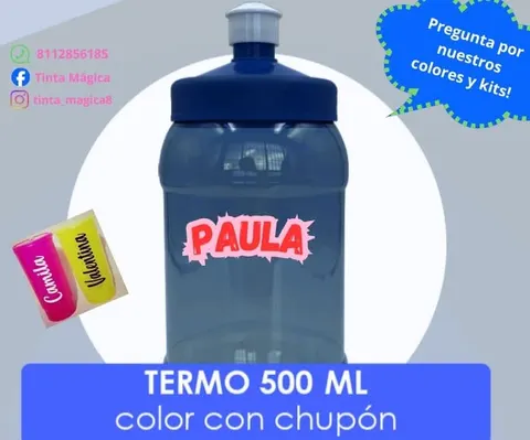 Termo infantil de 500 ml con chupón y el nombre Paula